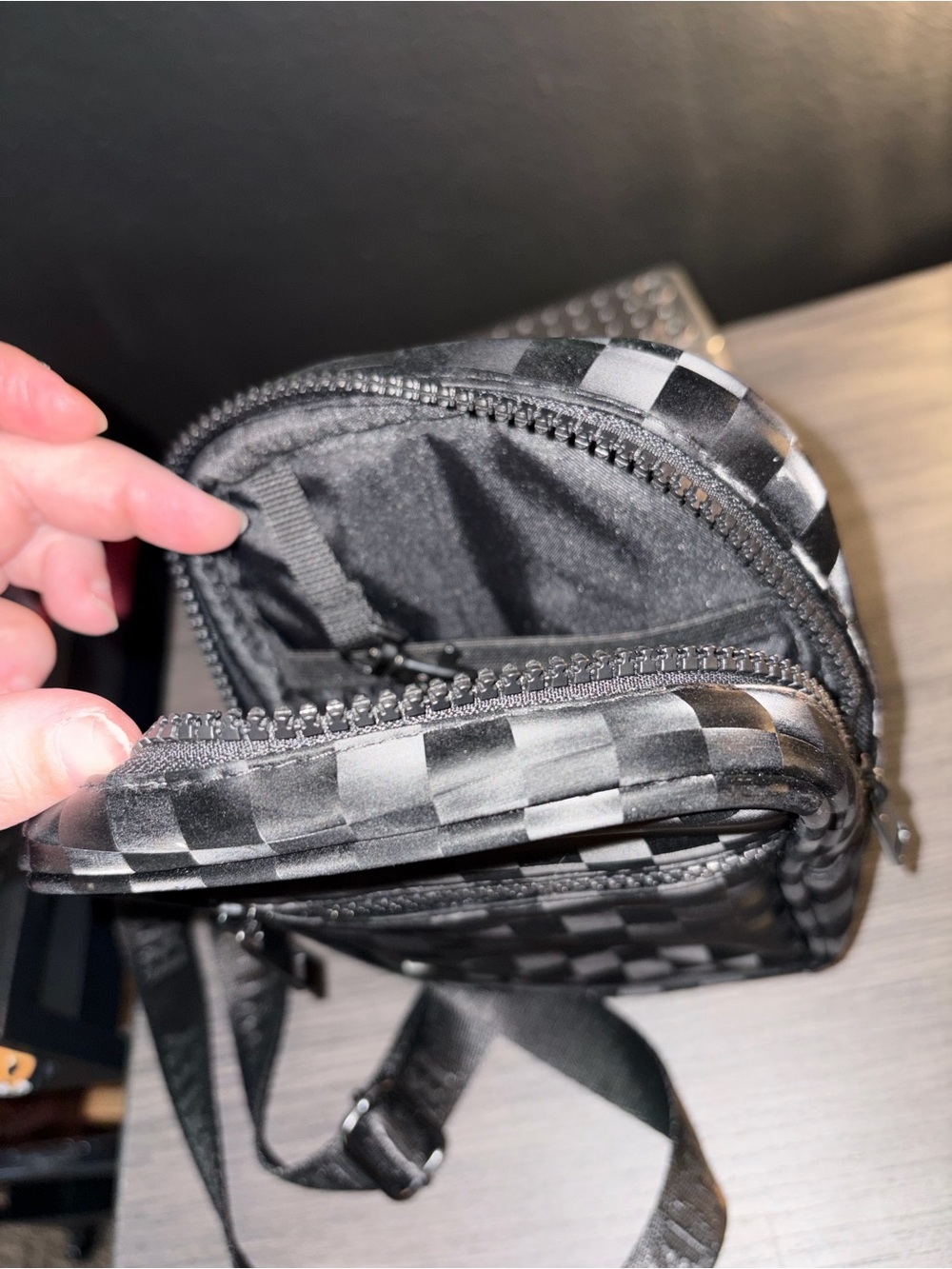 Brixley Shadow Checkered Crossbody Sling Bag Black - Picture 3 of 6